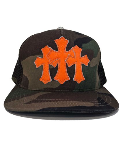 Chrome Hearts Cemetery Trucker Hat – Camo/Orange
