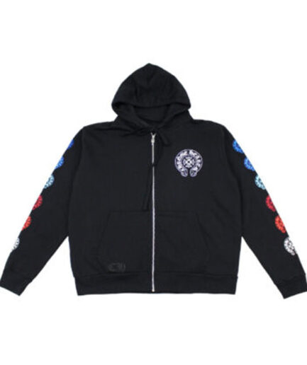 Chrome hearts script multicolor discount cross cemetery zip up hoodie