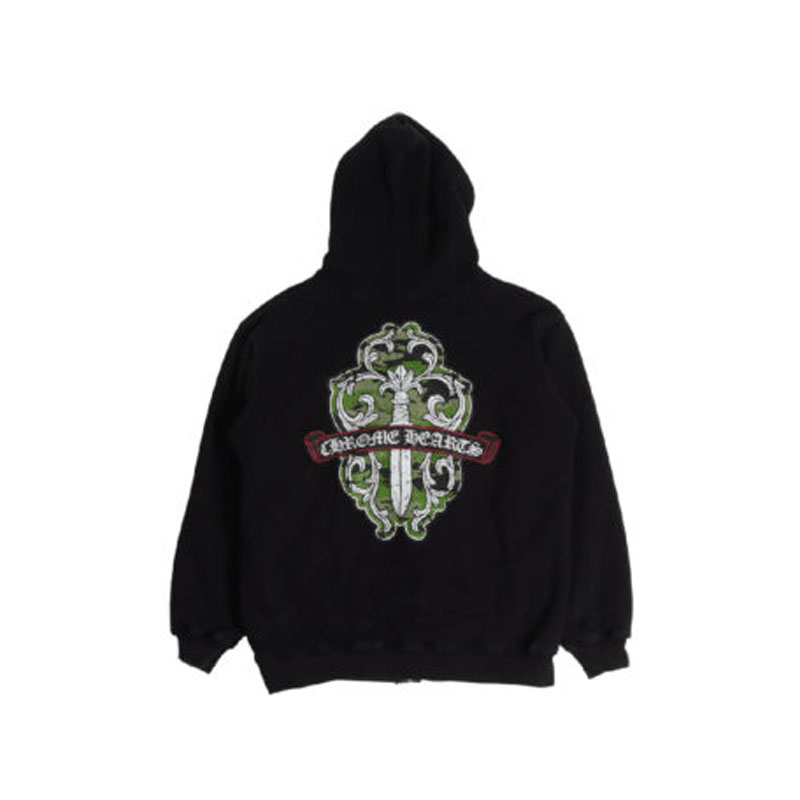 Chrome Hearts Dagger Zip Up Cross Hoodie – Black | Official Store
